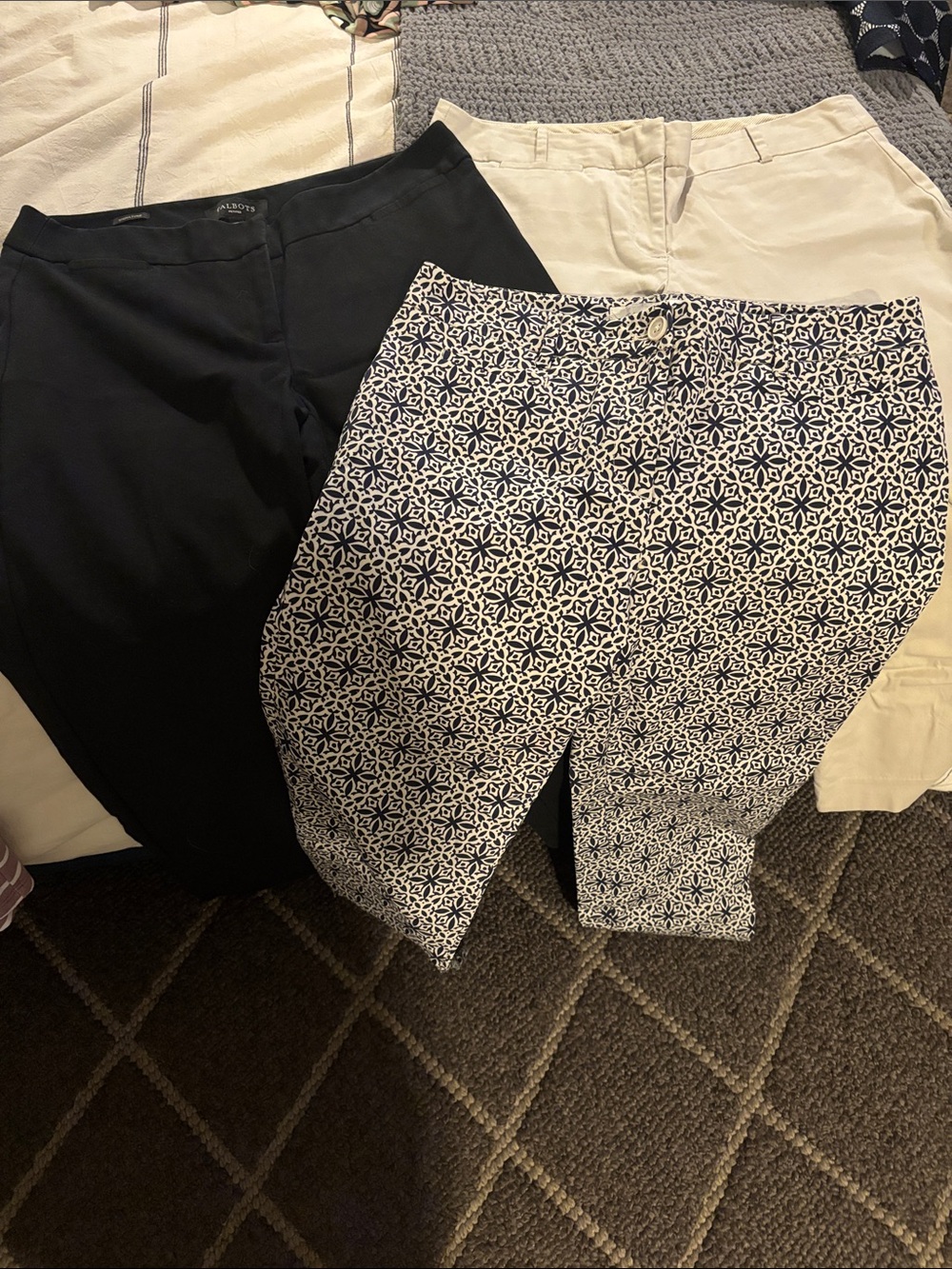 Lot of 3 Talbots Capris: Black, Cream, & Patterned 6P&8P